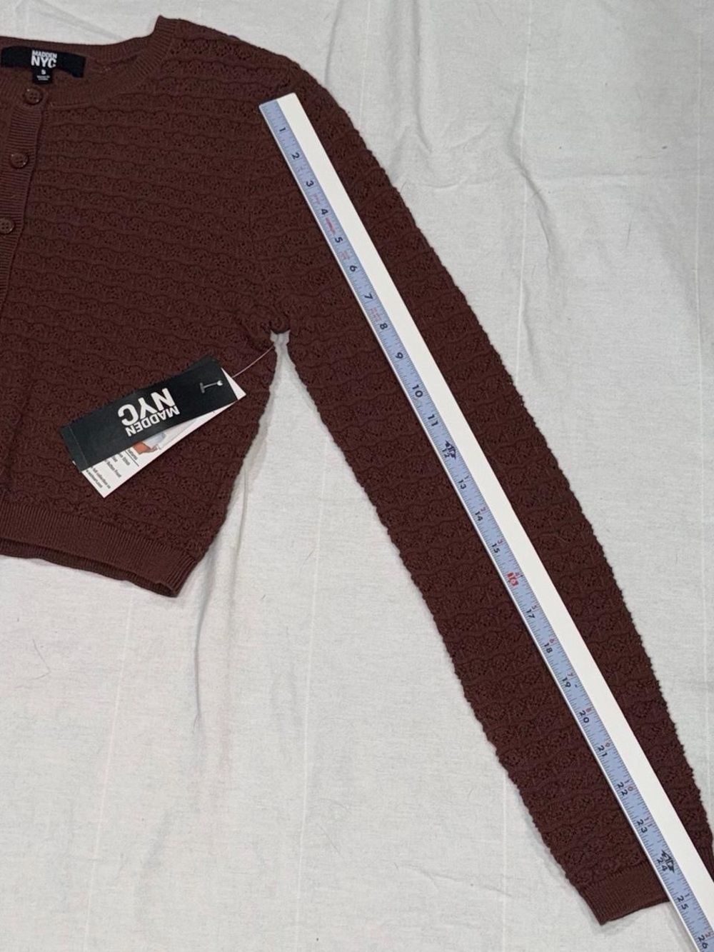 NWT Textured Button-Front Cardigan in Rust Brown - Picture 5 of 5